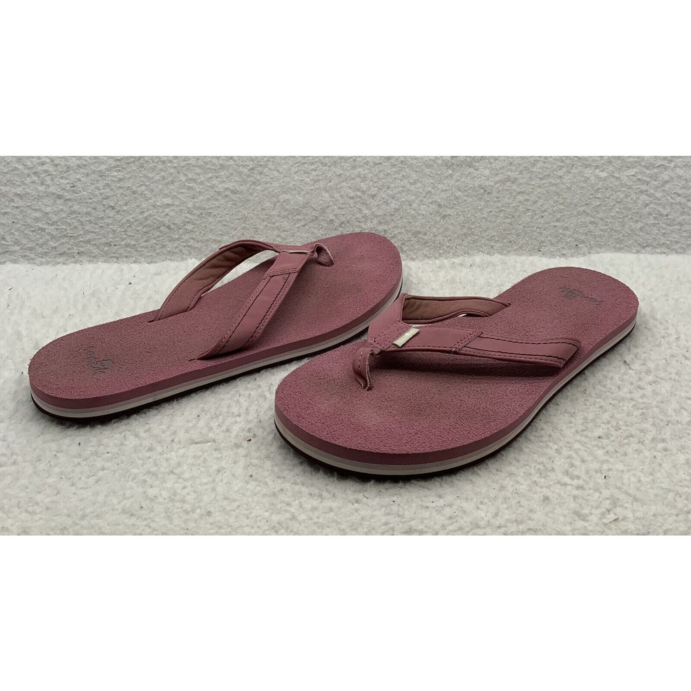 Sanuk‎ Flip Flops Womens 10 Pink Thong Sandal Beach Summer Spring Cute Preppy